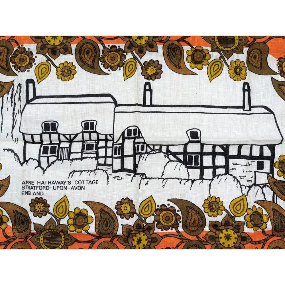 Vintage 1960's TEA TOWELS Lucerne Switzerland & Stratford Upon Avon Tibor Reich